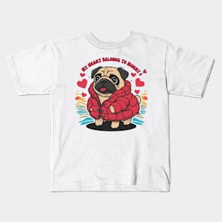 My heart belongs to mommy. Mother's day pug dog gift Kids T-Shirt